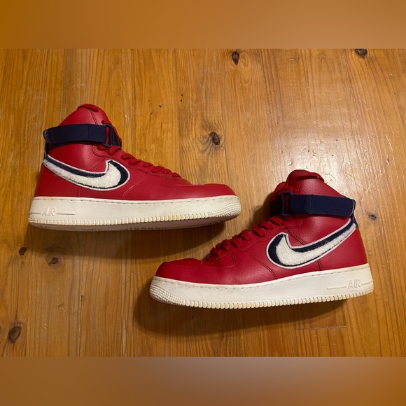 Nike Air Force 1 ‘07 Chenille Swoosh Red White Blue - Picture 2 of 4